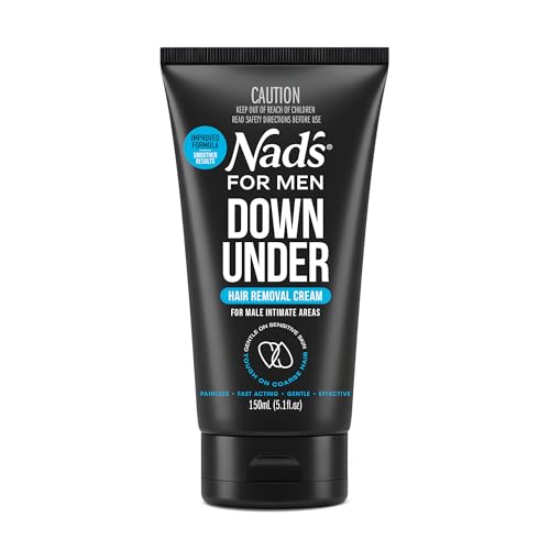 Nad's For Men Down Under Hair Removal Cream - Gentle Depilatory for Body, for Intimate areas, painless, soothing and suitable for all Skin and Hair types, Manscape 5.1 fl oz