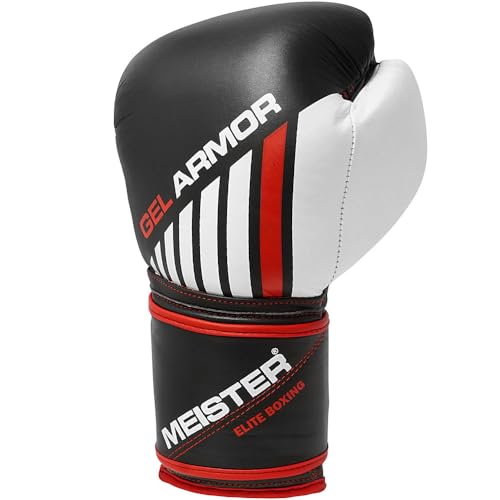 Guantes de boxeo Meister de cuero de grano completo de 16oz con armadura de gel de alta calidad 2