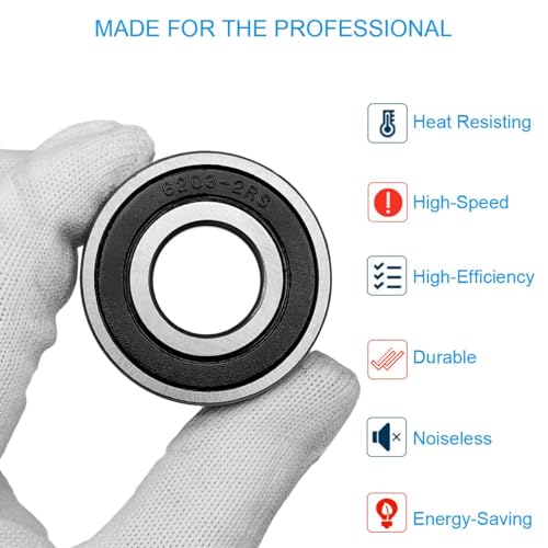Sackorange 6203-RS 10 Pcs 6203-2Rs Double Rubber Seal Deep Groove Ball Bearings 17X40X12Mm thumb #2