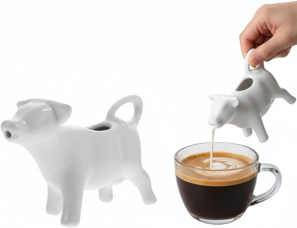 Angoily Ceramic Milk Jug 40Ml Animal Shaped Creamer Pitcher Mini Milk Dispenser for Coffee Tea Sauces Frothing Kitchen Dining Restaurant