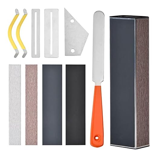 Herramientas de Luthier de Guitarra 11PCS, Lima de Coronación de Trastes, 2 Protector de Diapasón, Viga para Nivelación Fret, Balancín de Fret, 4 Lijas, 2 Separadors de Cuerdas para Guitar