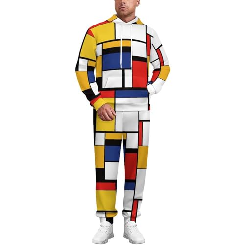 Inverted Pentacle Pewter Satanic Goat Men‘s Track Suits Casual Sets 2 Piece Outfits Sweatsuit for Women Hooded Sweatshirt and Pants 2XS