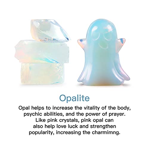Artistone Crystal Ghost Statue 2 Inch Natural Gemstone Hand Carved Opalite Crystal Figurine Reiki Healing Stone Sculpture For Halloween Home Mantel Decoration #TOP2