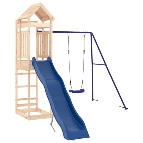 vidaXL Aire de Jeux d'Extérieur, Ensemble de Jeu avec Escalade et Balançoire, Tour de Jeu pour Enfant Jardin Terrasse, Bois de Pin Massif