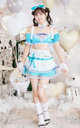 [Malymoon] コスプレ メイド ブルー レディース マリームーン ウエイトレス ホワイトデー 衣装 仮装 7点セット s9907 詳細画像3