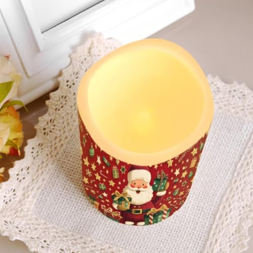 Image of Vintage Christmas Flameless Battery Operated Candles Set of 4 | cozy Xmas Flameless Candles with Remote Flickering, LED Candles with Timer for Living Room Decorations
