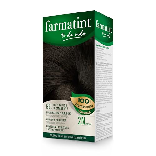 Farmatint Gel 2N Moreno, Tinte de Cabello Sin Amoníaco, 135ml