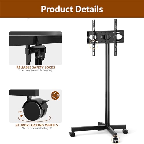 Soporte móvil para TV con ruedas, ajustable en altura y tiltable miniatura 5