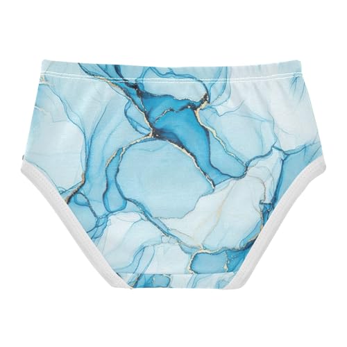 Blue Watercolor Marble Toddler Cotton Underwear, Girls' Underwear, 2T–8 Years2