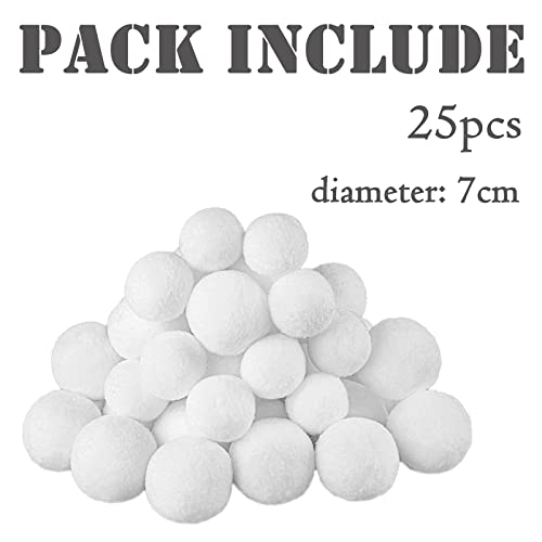 25 Stück Künstliche Schneebälle für Indoor-Schneeballschlachten,Schneeball Weiß Plüsch Schneeball zum Aufhängen, Weiche Plüschbälle, Kunstschnee Für Schneeschlacht für Winter Weihnachtsdekoration