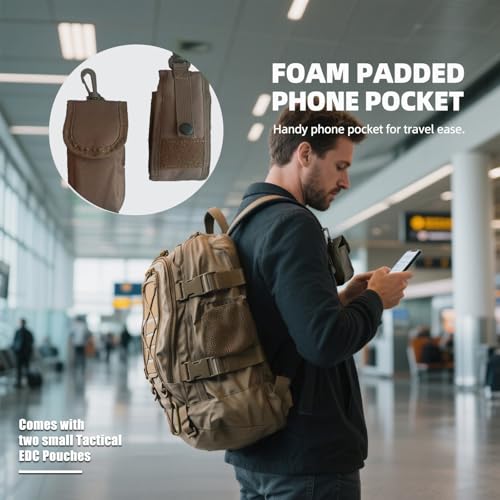 Tactical Backpack Military Army Daypack - Assault Pack for Men Molle Backpacks Bug Out Bag 3 Day Pack for Hiking Camping Travel Hunting Rucksack Trekking Coyote - Image 3