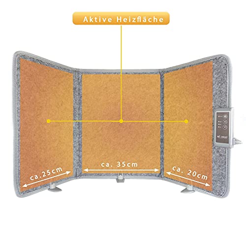 Mi-Heat infrarood bureauverwarming verwarmingspaneel 260W | vloerverwarming voor bureau werkplek onder de tafel | temperatuur tot 60°C opvouwbaar, grijs - Image 3