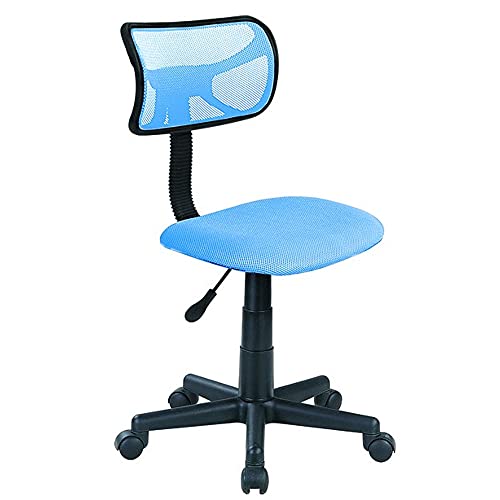 BAKAJI Silla giratoria de Escritorio Regulable en Altura Sillón con Ruedas Oficina Dormitorio Respaldo ergonómico de Malla Transpirable Asiento Acolchado (Azul Oscuro)