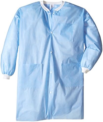 Platinumcode 61267LBM Snap Front Lab Coat, Static & Latex-Free, 3 Pockets, Light Blue, M, 10-Pack