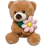Hgplvxj Teddy Bear Stuffed Animals, 8 Inches Teddy Bear Plush Toy with Flower Birthday Christmas Valentine’s Day Gift for Kids Girlfriend (Pink Flower)