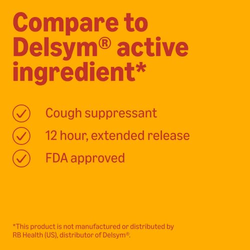 Amazon Basic Care 12 Hour Cough DM Syrup, Extended-Release Dextromethorphan, Grape Flavor Cough Medicine, 5 fl oz (1-Pack) view 3