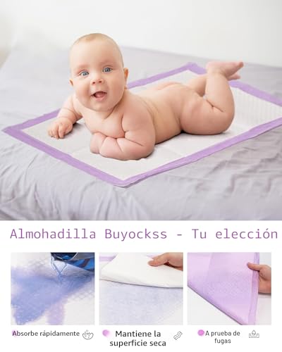 Miniatura 5 de Buyockss Cambiadores Desechables Para Bebé, Paquete De 100 Almohadillas Desechables Para Bebé, Ultra Suaves, Impermeables, Para Cambiar Pañales, 13 X 18 Pulgadas, 3345-100p