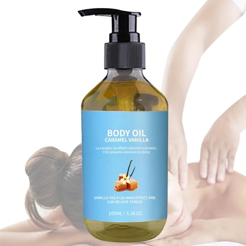Caramel Vanilla Body Oil, Natural Brightening Skin Oil Bath Oil, Dry Skin Moisturizer Caramel Vanilla Body Oil Body Massage Oil for Women Body Care