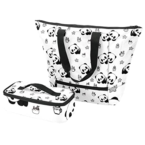 Sac fourre-tout et sac isotherme panda avec étoiles pour repas