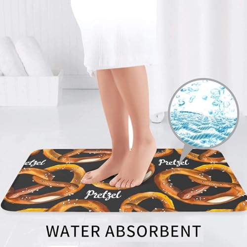 Tapis de bain antidérapant et absorbant 3 pièces lavable motif Bretzel - 7