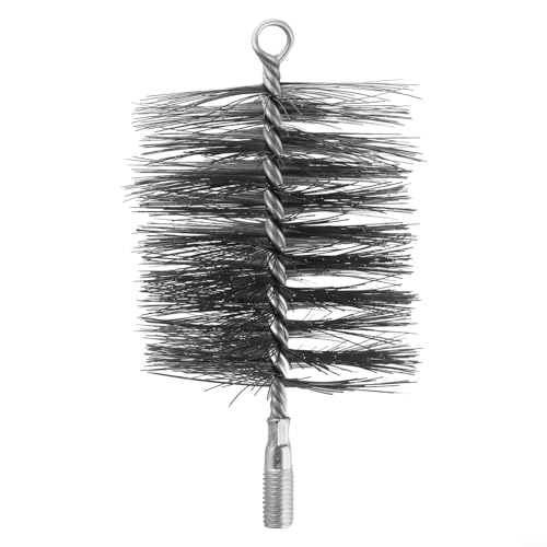 4 Inch Round Steel Wire Brush for Chimney Cleaning Flue Pipe Maintenance with Threaded Connection