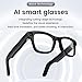CyanVue AI Smart Glasses,8MP Camera Glasses with Music & Calls, Bluetooth, AI Translator 144 Languages & Accents, Voice Assistant,Clear Sound with Smart Touch Control,for Men Women (White)