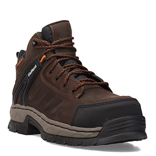 DieHard Squire Men's Work Boots, Waterproof, Composite Toe, Brown Leather Hiking Style