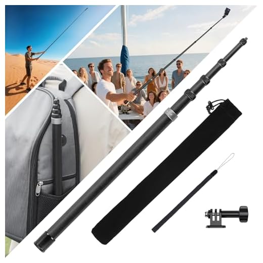 BRDRC 3m Selfie Stick Kohlefaser Selfiestange Unsichtbar Ultralang für Insta360 ONE X5, X4, X3, X2, RS - Kompatibel mit DJI OSMO Action - inkl. Go Pro Adapter & Aufbewahrungstasche