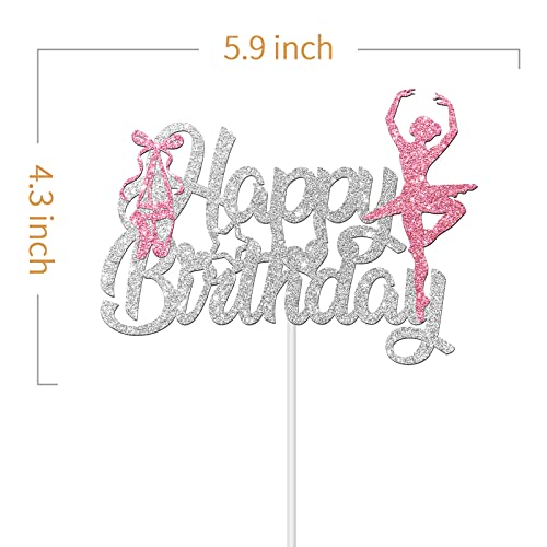 Dalaber Ballet Happy Birthday Cake Topper, Ballerina Birthday Party Decoration, Ballerina Dancing Girl Birthday Party Cake Decor, Girls Birthday Party Supplies #TOP1