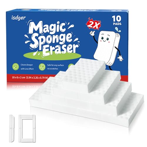 Image of Glass Cooktop Cleaner Sponge, 10 Pack GRS Certified Stove Top Cleaner 2X Density Magic Melamine Sponge Eraser, Extra Durable & Long Lasting, for Kitchen Glass Marble Ceramics Top Daily Cleaning