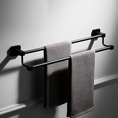 Porte-serviettes en acier inoxydable à double tige avec fixation murale robuste - 4