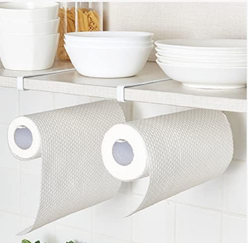 TANCUDER 2 Pcs Paper Towel Holder Under Cabinet Paper Rolls Rack Organizer Kitchen Paper Hanger Storage Napkins Rack for Toilet Bathroom Living Room, Drill Free (White)