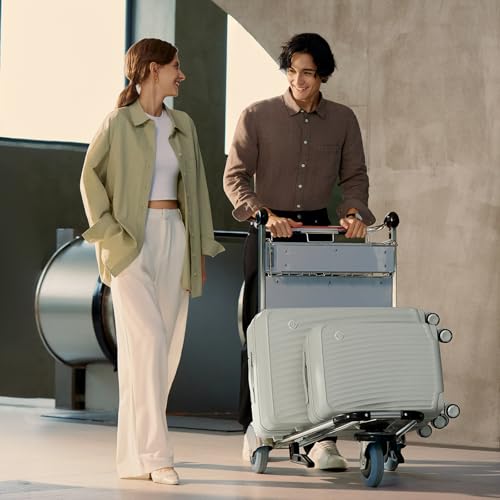 OIWAS Luggage Sets 2 Piece, Hardshell Luggage Sets with Spinner Wheels, TSA Lock, Waterproof Compartment, Lightweight Suitcase Sets for Long Vacation (White, 20'' Carry-on/28'' Large Luggage)2