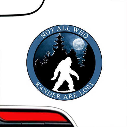 Salt Water Johnny'S SASSBIGFOOT2021 Bigfoot Bumper Sticker - Not All Who Wander Are Lost Premium Vinyl Decal 3 X 3 Inch Inch | For Cars Auto-Mobiles Windows Outdoor Trail Hiking Pwn Moon Circle Sign + Better Than Magnets Sticks Anywhere thumb #1