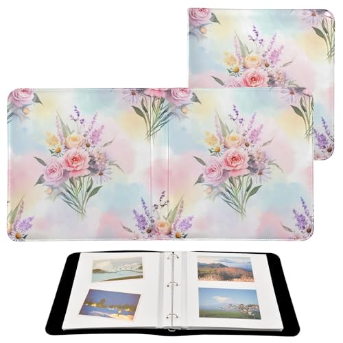 Álbum de Fotos Scrapbook Autoadhesivo, 3 Anillas, Cubierta de Cuero PU Floral Pastel, 40 Páginas, 11.8 x 11.2 pulgadas miniatura 2