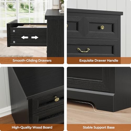 DICTAC-10-Drawers-Dresser-for-Bedroom55-Wide-Farmhouse-DresserDresser-TV-Stand-with-Natural-Texture-and-Vintage-Metal-HandlesRustic-Wood-Chest-of-Drawers-for-BedroomLiving-RoomHallwayBlack DICTAC 10 Drawers Dresser for Bedroom55 Wide Farmhouse DresserDresser TV Stand with Natural Texture and Vintage Metal HandlesRustic Wood Chest of Drawers for BedroomLiving RoomHallwayBlack