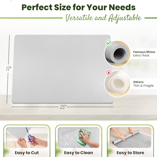 Image of Premium Silicone Mat 25 inch x 17 inch Cooking Mat Thick Heat Resistant, Kitchen Counter Mat Waterproof - Coffee Machine, Glass Top Stove Cover Countertop Protector for Air Fryer, Baking mat (Light Grey)