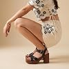 Dunes Women's Patsy Faux Wood Sandal +Comfort Foam & LiteSole Technology, Wide Widths Available