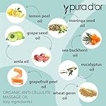 PURA D'OR 16 Oz Organic Anti-Cellulite Massage Oil - Lemon Peel, Moringa, Grape Seed, Grapefruit & Eucalyptus Oils - Skin Firming & Tightening for Active Individuals & Aging Adults - Image 5