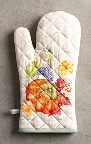 Maison d' Hermine 100% Cotton Oven Mitt & Pot Holder Set (19 x 33 cm & 20 x 20 cm) Heat Resistant BBQ Cooking Gloves with Loop for Christmas Decorations Baking Handling Hot Pans (Lumina) - Image 3
