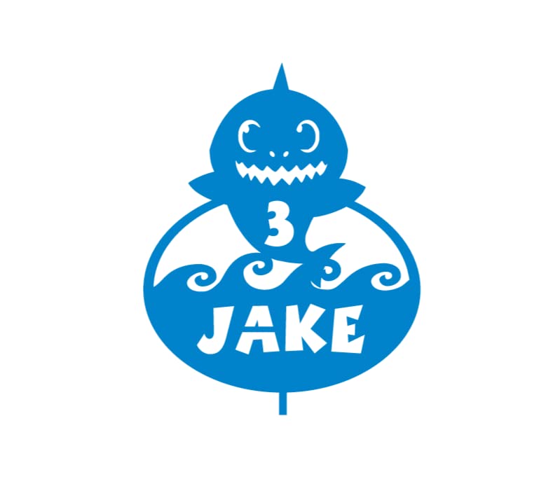 Personalised Shark Cake topper Birthday, Celebration, Kids, Handmade