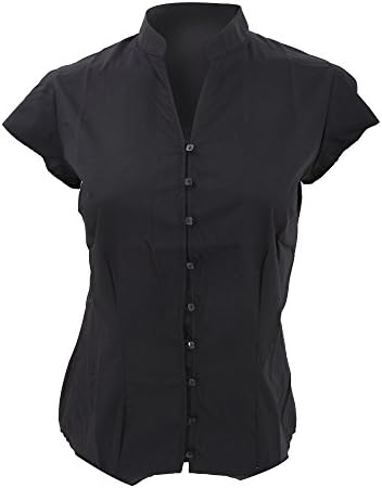 Kustom Kit Ladies Continental Blouse Mandarin Collar Cap Sleeve (10 US) (White) image 4