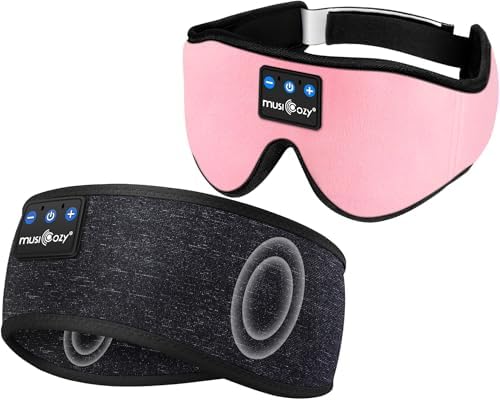 MUSICOZY Sleep Headphones Bluetooth Wireless Sports Headband, Sleeping Eye Mask Earbud for Side Sleepers Air Travel Meditation, Pack of 2 image 4
