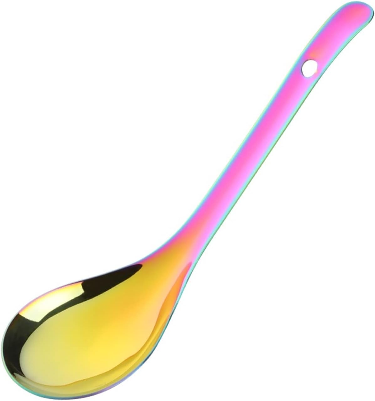 Ladles 2pcs Large Soup Cooking Utensil Spoons 18/8 Stainless Steel Soup Ladle Rice Serving Spoon Gold Kitchen Cooking Spoon Table Spoon Soup Spoon Spoon，Rainbow 2-2PC