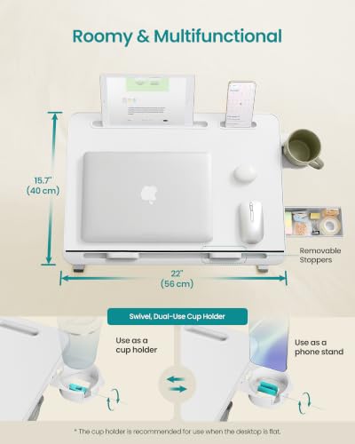 Image of SONGMICS Bed Laptop Desk, Foldable, Adjustable Height, 15.7 x 22 Inches