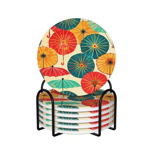 Dessous de verre en céramique lot de 6 avec support pour table basse