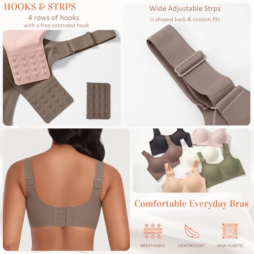 Image of Wireless Jelly Seamless Bras for Women No Underwire Tshirt Full Coverage Padded Bra Comfortable Everyday Bralettes