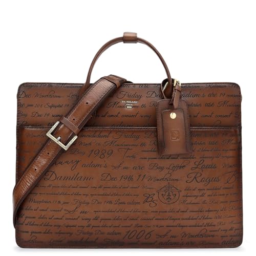 Image of Da Milano Leather Laptop Bag - Fits Up To 15 inch Laptop