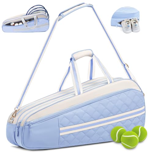 Sucipi Quilted Tennis Bag for Women & Men, Holds 3‑6 Tennis Rackets