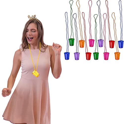 12 Peças Colar Copo Shot, Colar nupcial de vidro de tiro, Team Bride and Bride To Be, Decorações de